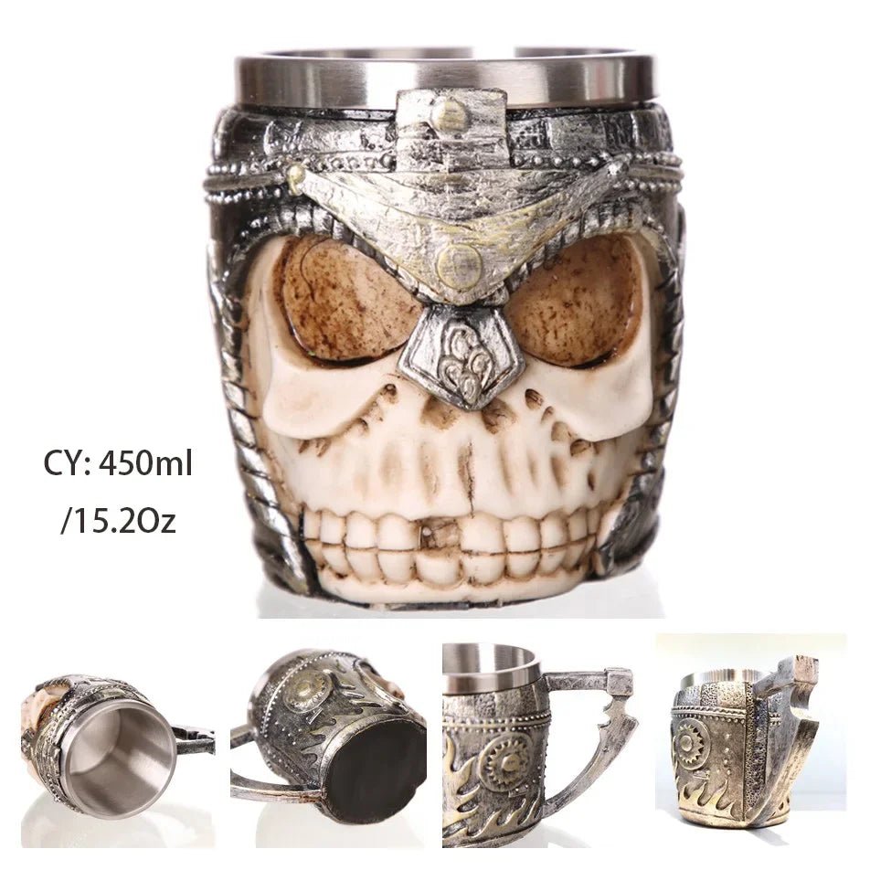 Viking Skull Beer Mug | 600ml Pirate Tankard Stein – Viking Beer Mug | Norse runes & Nordic jewelry