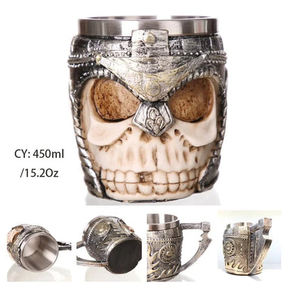 Viking Skull Beer Mug | 600ml Pirate Tankard Stein – Viking Beer Mug | Norse runes & Nordic jewelry
