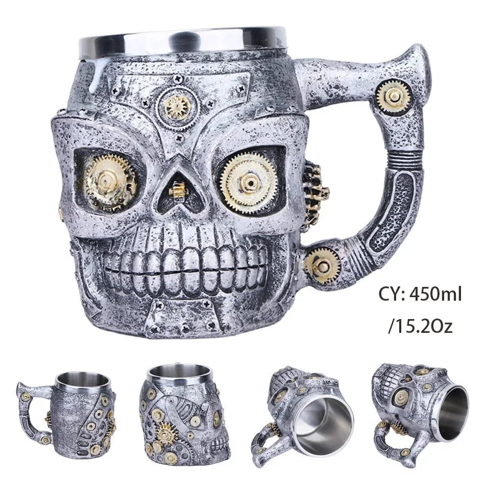 Viking Skull Beer Mug | 600ml Pirate Tankard Stein – Viking Beer Mug | Norse runes & Nordic jewelry