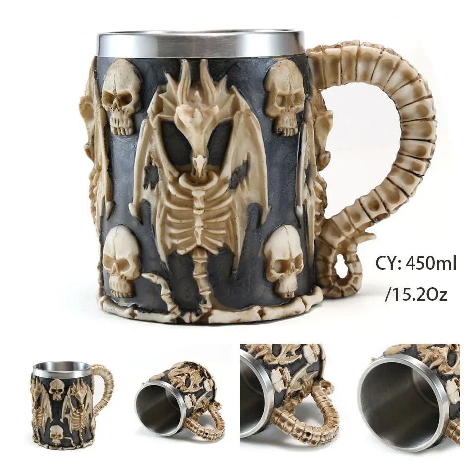 Viking Skull Beer Mug | 600ml Pirate Tankard Stein – Viking Beer Mug | Norse runes & Nordic jewelry