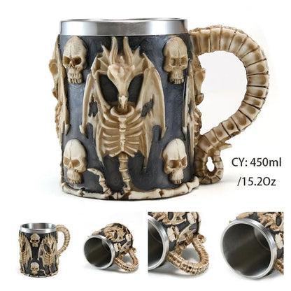 Viking Skull Beer Mug | 600ml Pirate Tankard Stein – Viking Beer Mug | Norse runes & Nordic jewelry