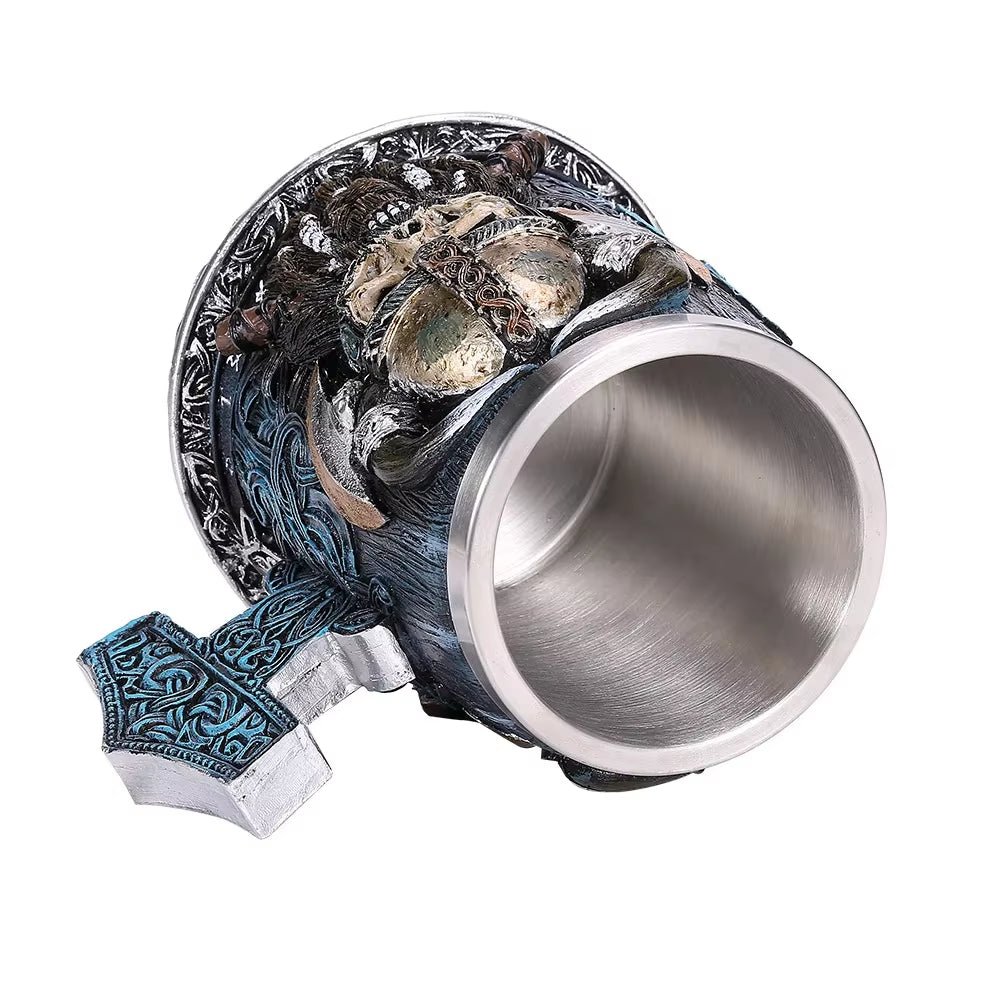 Viking Skull Beer Mug | 600ml Pirate Tankard Stein – Viking Beer Mug | Norse runes & Nordic jewelry