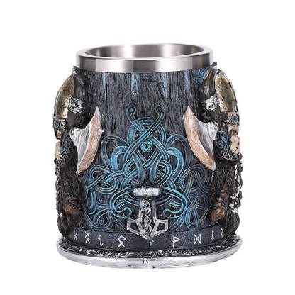 Viking Skull Beer Mug | 600ml Pirate Tankard Stein – Viking Beer Mug | Norse runes & Nordic jewelry