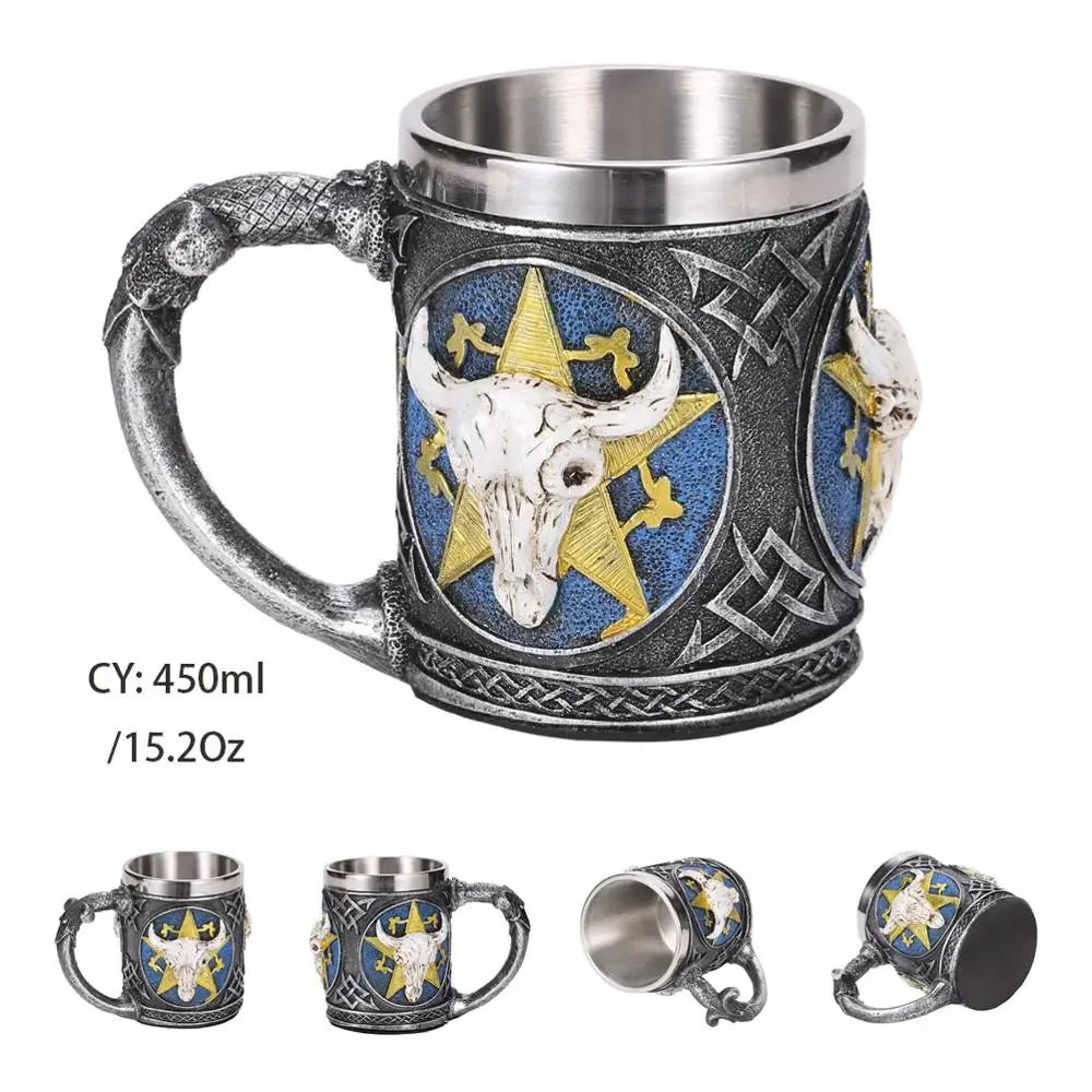 Viking Skull Beer Mug | 600ml Pirate Tankard Stein – Viking Beer Mug | Norse runes & Nordic jewelry