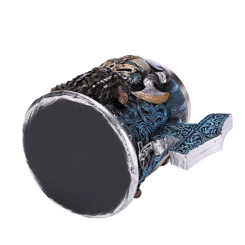 Viking Skull Beer Mug | 600ml Pirate Tankard Stein – Viking Beer Mug | Norse runes & Nordic jewelry