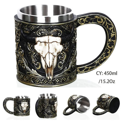 Viking Skull Beer Mug | 600ml Pirate Tankard Stein – Viking Beer Mug | Norse runes & Nordic jewelry