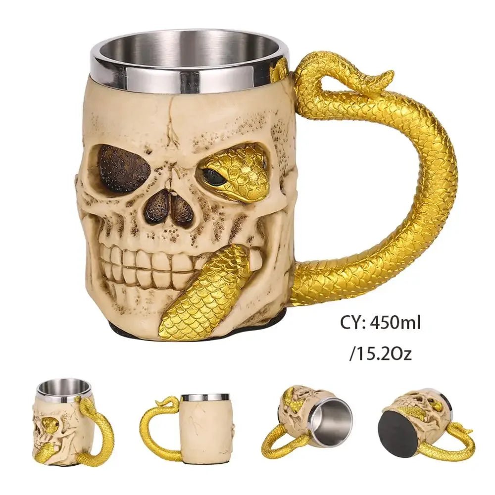 Viking Skull Beer Mug | 600ml Pirate Tankard Stein – Viking Beer Mug | Norse runes & Nordic jewelry
