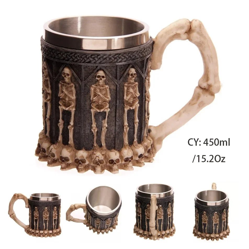 Viking Skull Beer Mug | 600ml Pirate Tankard Stein – Viking Beer Mug | Norse runes & Nordic jewelry