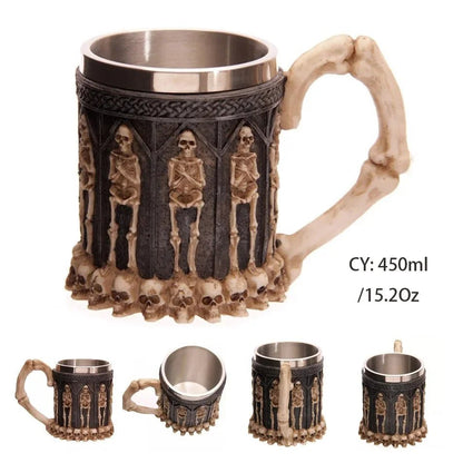 Viking Skull Beer Mug | 600ml Pirate Tankard Stein – Viking Beer Mug | Norse runes & Nordic jewelry