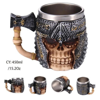 Viking Skull Beer Mug | 600ml Pirate Tankard Stein – Viking Beer Mug | Norse runes & Nordic jewelry