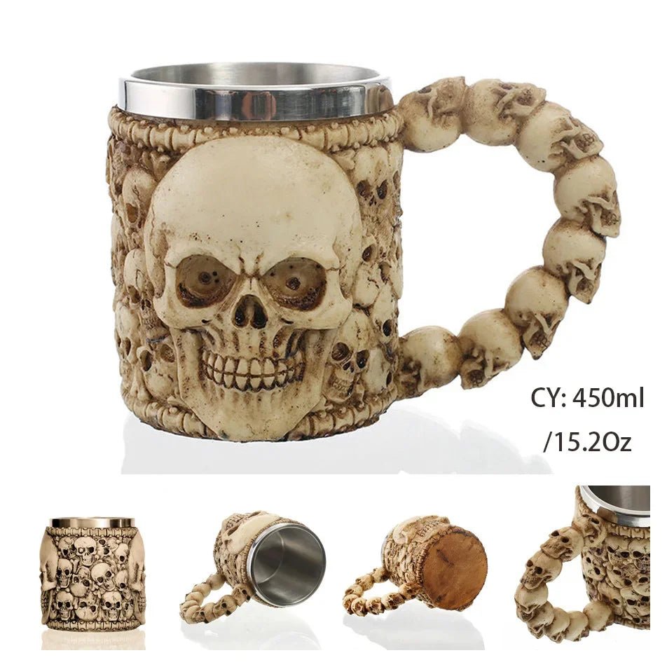 Viking Skull Beer Mug | 600ml Pirate Tankard Stein – Viking Beer Mug | Norse runes & Nordic jewelry