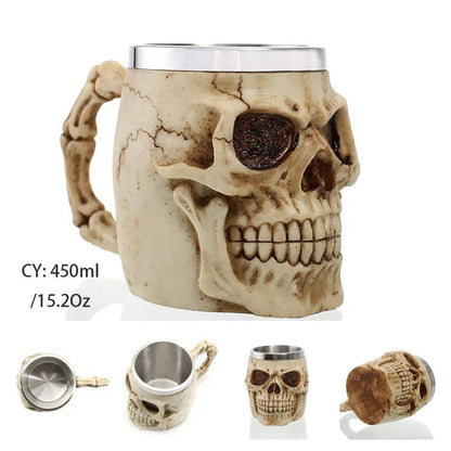 Viking Skull Beer Mug | 600ml Pirate Tankard Stein – Viking Beer Mug | Norse runes & Nordic jewelry