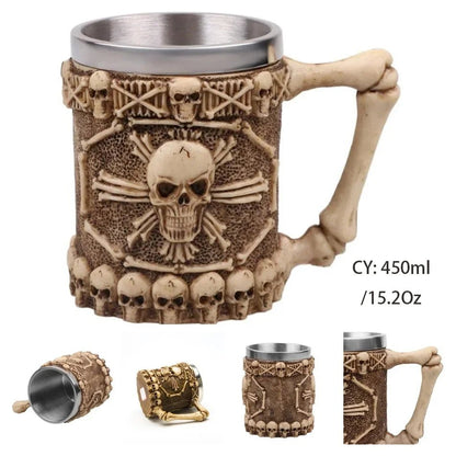 Viking Skull Beer Mug | 600ml Pirate Tankard Stein – Viking Beer Mug | Norse runes & Nordic jewelry