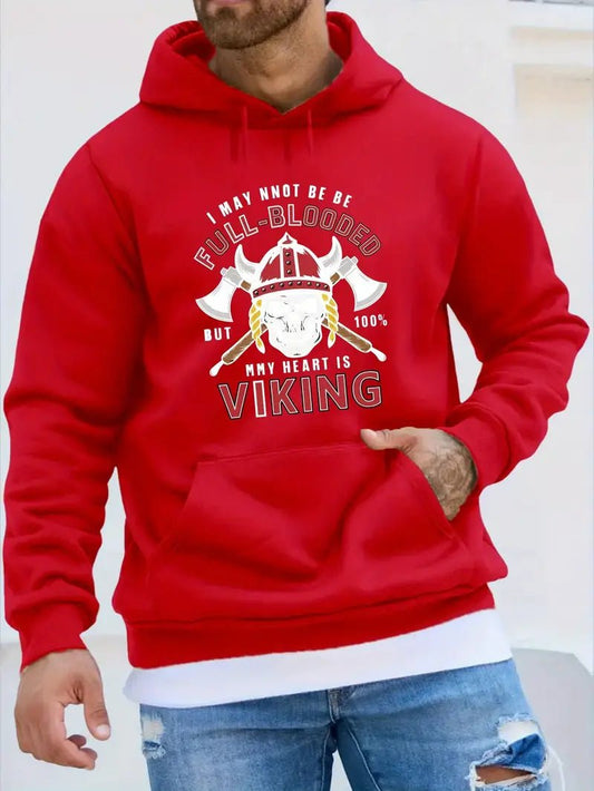 VIKING Skull With Axes Graphic Print Men's Stylish Long Sleeve Hoodie – Viking fashion | Norse runes & Nordic jewelry